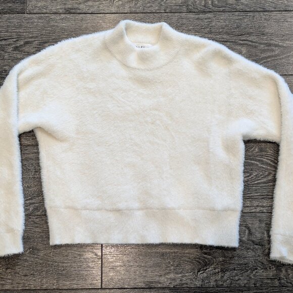 Bailey/44 Revolve White Soft Fuzzy Mock Neck Sweater Women's Medium Cropped - Picture 1 of 7